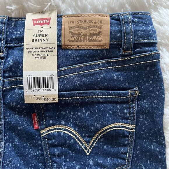 LEVI'S‎ 710 Girl Jeans Super Skinny  Size 12 REG Stretch Adjustable Waistband - Picture 13 of 16